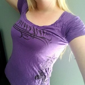 Infamous Purple Rose Graphic Tee Shirt